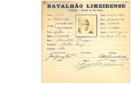 Ficha de Identificação do Batalhão Limeirense Sebastião Fenga