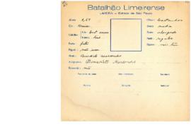 Ficha de Identificação do Batalhão Limeirense Benedicto Marcondes