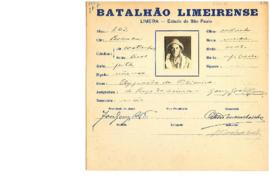 Ficha de Identificação do Batalhão Limeirense Elizziario de Oliveira