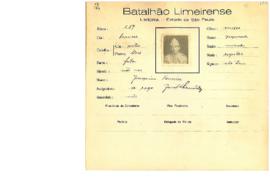 Ficha de Identificação do Batalhão Limeirense Joaquim Ferreira
