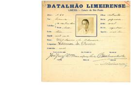 Ficha de Identificação do Batalhão Limeirense Waldemar de Oliveira