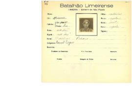 Ficha de Identificação do Batalhão Limeirense Paschoal Puzone