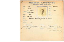 Ficha de Identificação do Batalhão Limeirense Francisco Bernardes Jacyntho de Oliveira