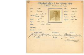 Ficha de Identificação do Batalhão Limeirense Ory Soares