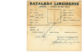 Ficha de Identificação do Batalhão Limeirense Joaquim Antônio de Toledo