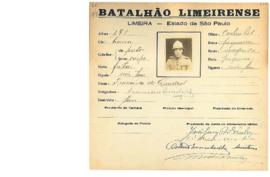 Ficha de Identificação do Batalhão Limeirense Francisco Quadros