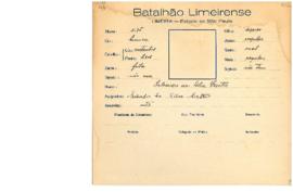 Ficha de Identificação do Batalhão Limeirense Salvador da Silva Castro