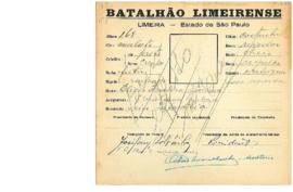 Ficha de Identificação do Batalhão Limeirense Elizio Ferreira Barbosa