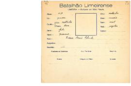 Ficha de Identificação do Batalhão Limeirense Victorio Fermis Sobrinho