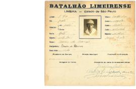 Ficha de Identificação do Batalhão Limeirense Oscar de Barros