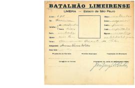 Ficha de Identificação do Batalhão Limeirense Armando Duarte do Páteo