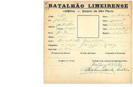Ficha de Identificação do Batalhão Limeirense Benedicto Geraldo