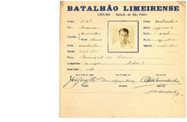 Ficha de Identificação do Batalhão Limeirense Manoel de Abreu