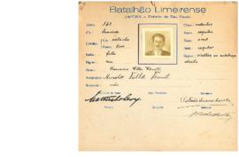 Ficha de Identificação do Batalhão Limeirense Amador Villa Vicente