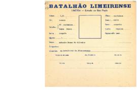 Ficha de Identificação do Batalhão Limeirense Antonio Bueno de Oliveira
