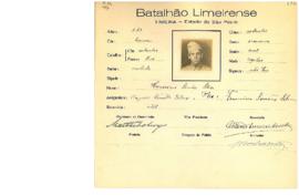 Ficha de Identificação do Batalhão Limeirense Honesimo Simões Silva