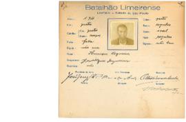 Ficha de Identificação do Batalhão Limeirense Henrique Nogueira