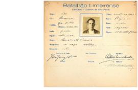 Ficha de Identificação do Batalhão Limeirense Benedicto Franco