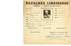 Ficha de Identificação do Batalhão Limeirense Decio Pacheco de Barros