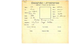 Ficha de Identificação do Batalhão Limeirense Sebastião Camargo de Mattos