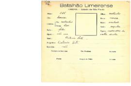 Ficha de Identificação do Batalhão Limeirense Antonio Leite