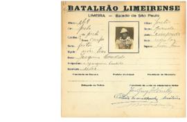 Ficha de Identificação do Batalhão Limeirense Joaquim Candido