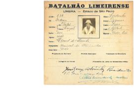 Ficha de Identificação do Batalhão Limeirense Manoel de Almeida