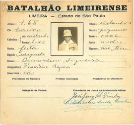 Ficha de Identificação do Batalhão Limeirense Bernardino Siqueira