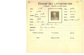 Ficha de Identificação do Batalhão Limeirense José Luiz da Silva