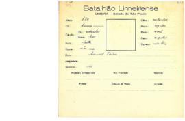 Ficha de Identificação do Batalhão Limeirense Manoel Vieira