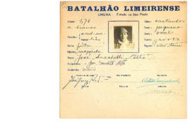 Ficha de Identificação do Batalhão Limeirense José Sacchetti Netto