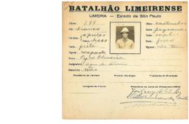 Ficha de Identificação do Batalhão Limeirense Cyro Oliveira