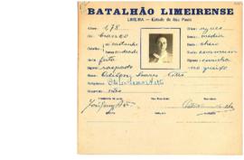 Ficha de Identificação do Batalhão Limeirense Odilon Soares Netto
