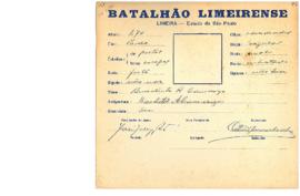 Ficha de Identificação do Batalhão Limeirense Benedicto Antunes Camargo