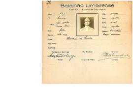 Ficha de Identificação do Batalhão Limeirense Horacio de Castro