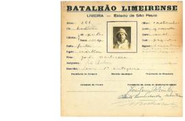 Ficha de Identificação do Batalhão Limeirense Joao Ambrosio