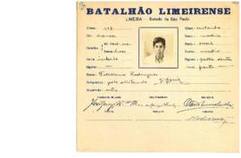 Ficha de Identificação do Batalhão Limeirense Feliciano Rodrigues