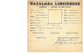 Ficha de Identificação do Batalhão Limeirense Daniel Baptista Pinho