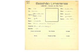 Ficha de Identificação do Batalhão Limeirense Dino Americo Rodrigues