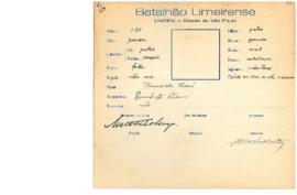 Ficha de Identificação do Batalhão Limeirense Benedicto Thomé