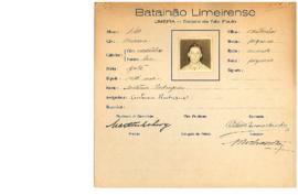 Ficha de Identificação do Batalhão Limeirense Antonio Rodrigues
