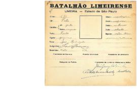 Ficha de Identificação do Batalhão Limeirense José Rodrigues