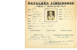 Ficha de Identificação do Batalhão Limeirense Manoel Jesus Barreto