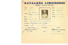 Ficha de Identificação do Batalhão Limeirense Eurides Dias do Santos