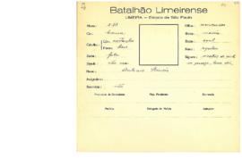Ficha de Identificação do Batalhão Limeirense Antonio Stencio