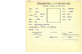Ficha de Identificação do Batalhão Limeirense José Ribeiro de Oliveira