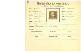 Ficha de Identificação do Batalhão Limeirense Francisco Carvalho
