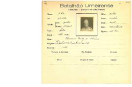 Ficha de Identificação do Batalhão Limeirense Theodoro Bento de Oliveira