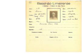 Ficha de Identificação do Batalhão Limeirense Francisco Soares Filho