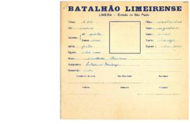 Ficha de Identificação do Batalhão Limeirense Casturino Barboza